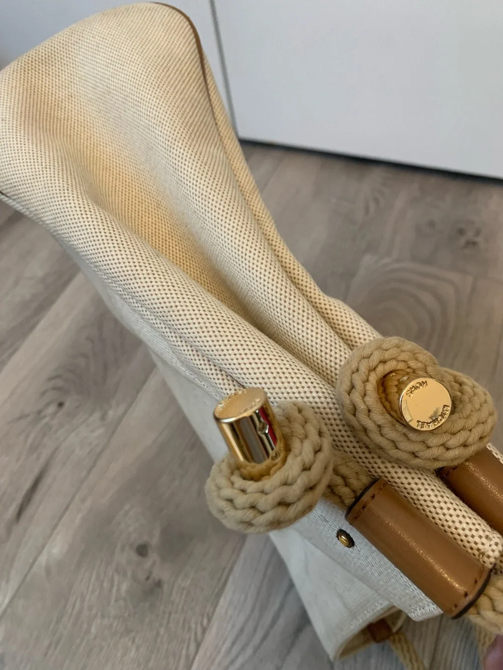 Michael Kors Beige Canvas Tote Bag with Rope Handles